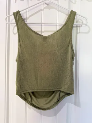 Shein Olive Green Draped Cowl Neck Crop Top thumbnail 4