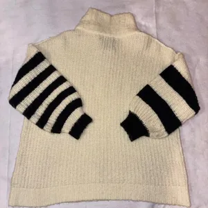 Urban Outfitters Gemini Cream Striped Sleeve‎ Turtleneck chunky knit Sweater thumbnail 7