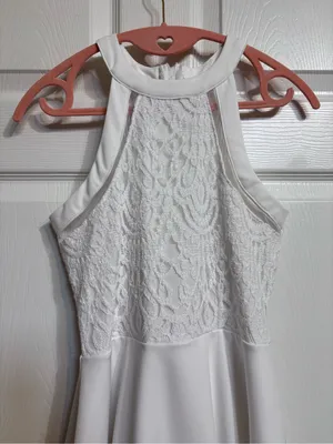 Missguided White Lace Halter Skater Dress Rush Week Bridal Wedding EUC Size S thumbnail 9