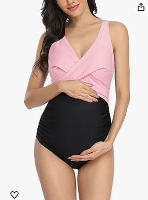 Maternity Swimwear Front Cross Pregnancy Swimsuit Bathing Suit Maternity thumbnail 3