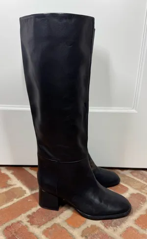 Nordstrom Helia Black Leather Tall Boot Size 7 fall autumn classic READ thumbnail 1
