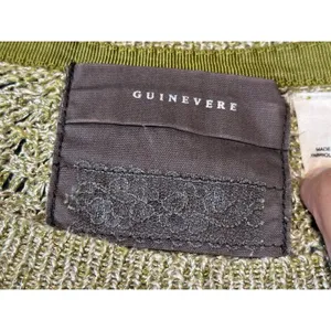 Guinevere Anthropologie Hemp Blend Open Knit Sweater Olive Gold Metallic Medium thumbnail 6