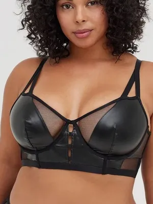 Torrid NWT Unlined Longline Underwire Bralette Black Faux Leather size 0 thumbnail 1