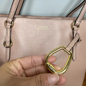 Lauren Ralph Lauren Pale Blush Leather Tote with Gold Hardware thumbnail 2