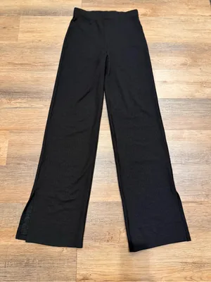 H&M Black Ribbed Wide-Leg Knit Pants thumbnail 1