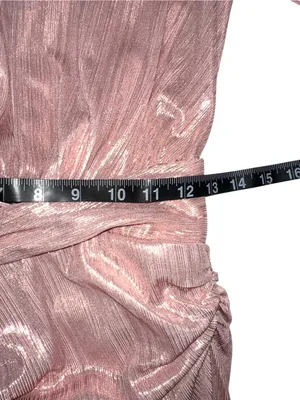 House Of CB Mina Dress Deep V-Neck Metallic Pink Long Sleeve Gown SMALL thumbnail 8