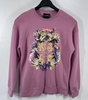 Harry Potter Hogwarts Floral Crest Mauve Purple‎ Sweatshirt Wizarding World SM thumbnail 1