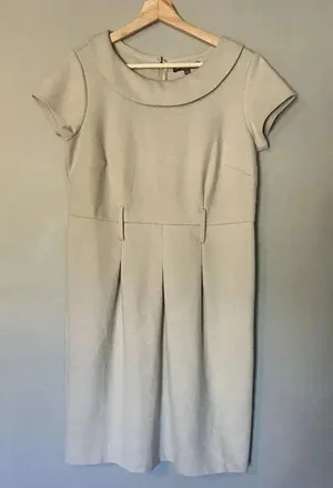 Adrienne Vittadini Neutral Sheath Dress Size 10 Beige Short Sleeve‎ Minimalist thumbnail 1