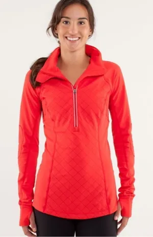 Lululemon Run Toasty Tech Pullover Love Red Size 6 1/4 Zip Running Jacket Shirt thumbnail 1
