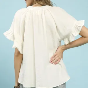 Umgee Ruffle Sleeve V-Neck Flutter Blouse‎ thumbnail 3