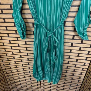 Maeve Green And White Stripe Button‎ Front Midi Dress Size 6 thumbnail 5