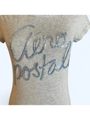 Aeropostale Vintage Y2K Baby Tee Soft Sequin Detail Fitted 2000s Fairycore Size Medium 💖 thumbnail 3