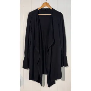 White House Black Market Cardigan L Black Sparkle Draped Bell Sleeve thumbnail 3