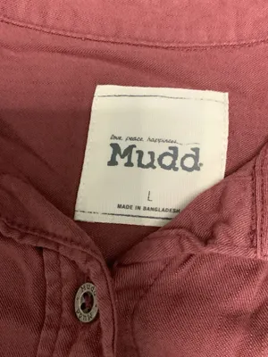 Mudd Red Button Up Large Casual Shirt Collared Long Sleeve Top Burgundy thumbnail 2