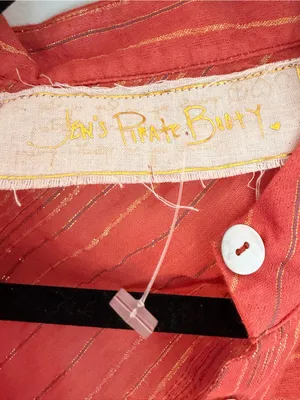 Jen’s Pirate booty size small long sleeve blouse metallic renaissance thumbnail 2