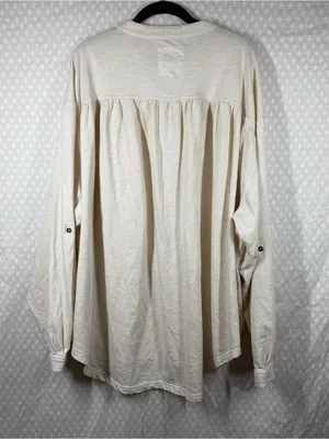 Aerie Cream Roll With It Button Down Oversized Cotton Top thumbnail 4