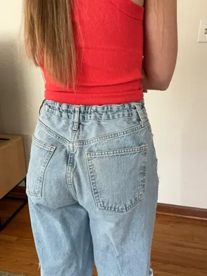 ZARA Wide-Leg High-Rise Jeans Raw Hem thumbnail 2
