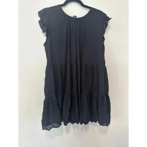 Aritzia Wilfred Sidonie Tiered Black Babydoll Dress Flutter Sleeve Lined 1478 thumbnail 4