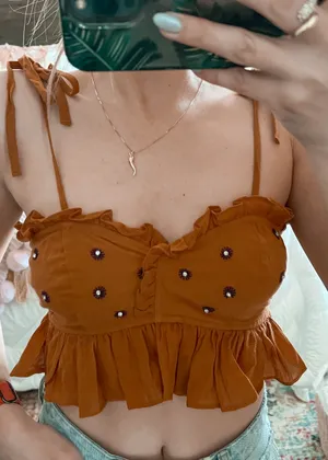 Free People Orange Crop With Embellishments thumbnail 3