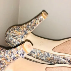 Nine West Metallic Giltter Heels Sparkly Silver Lace Open Toe Evening 7.5 M thumbnail 9