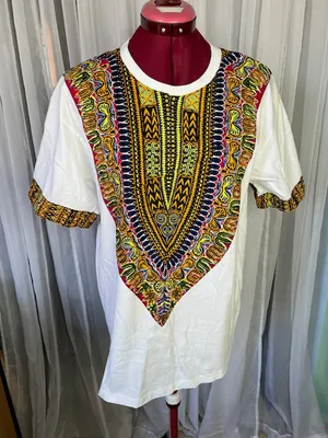 Dashiki tshirt orange yellow green thumbnail 1