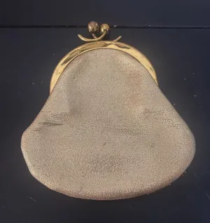 Vintage Gold Lame Kiss Lock Evening Clutch Purse Metallic Formal Wedding Handbag thumbnail 1