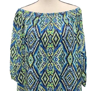 Colleen Lopez Off the Shoulder Print Dress Size Medium NWOT thumbnail 3