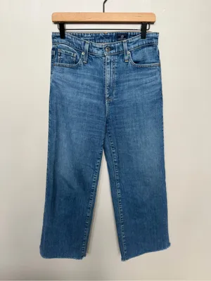 AG Adriano Goldschmied Jeans The Etta High Waisted Wide Leg Crop Jeans Size 4 27 Raw Frayed Hem thumbnail 3