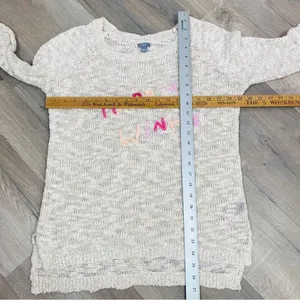 Aerie by AEO Happy Winter Open Weave‎ Sweater Tan Pink Medium Pullover thumbnail 12