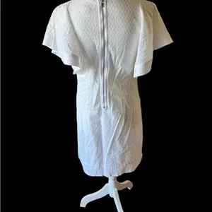 J.Crew Womens Dress White Swiss Dot Flutter Sleeve Shift Little White dress thumbnail 4