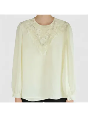 Synergy Vintage Ivory Floral Lace Blouse Womens 6 Small thumbnail 2