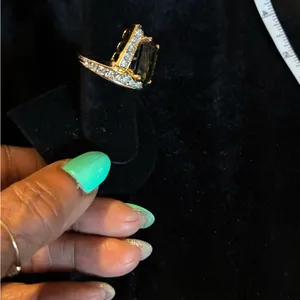 14K Gold Plated Blue Stone Cocktail Ring size 5 thumbnail 4