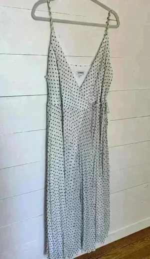 Express White With Black Swiss Polka Dot Wrap Front Maxi Dress Size L thumbnail 3
