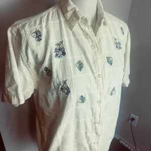 Cottagecore Maggie & Max Womens M Yellow Gingham Shirt 100% Cotton embroidered thumbnail 2
