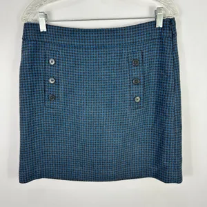 LOFT‎ Skirt Womens 6 Blue Plaid Wool Blend Mini Academia Preppy Mod Retro Prep thumbnail 1