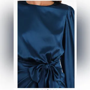 Petal & Pup Opal Tie Waist Long Sleeve Satin Minidress thumbnail 5
