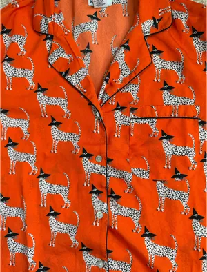 Bouffants & Broken Hearts Orange Halloween Pajama Short Sleeve Top. Size Small thumbnail 7