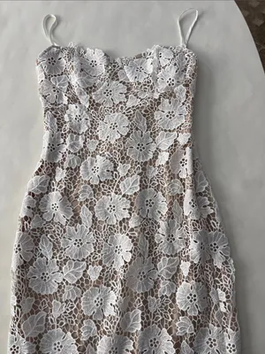 NWT Commense Semi Sheer Double Layer Floral Lace Corset Cami Midi Maxi Dress M thumbnail 4
