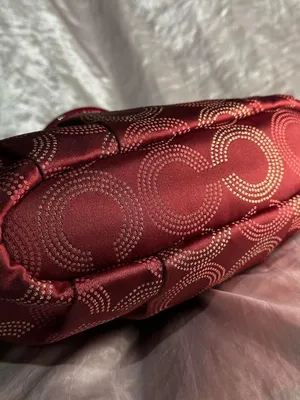 Vintage Y2K Coach Signature Op Art 2Way Burgundy Shoulder Bag thumbnail 5