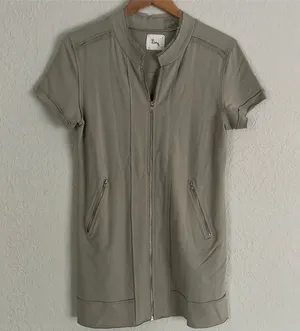 Linq Revolve Gray Tunic Mini Dress Full Zipper Minimalist Summer Pockets Large thumbnail 1