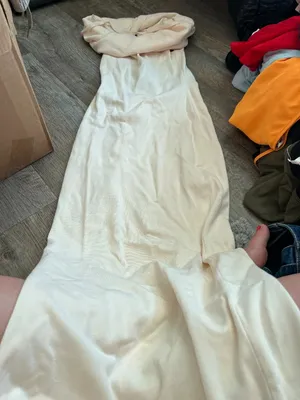 NWT Meshki Terese Off the Shoulder Maxi Dress Cream thumbnail 4