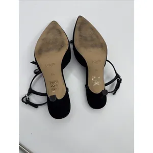 J Crew Double Bow Slingback Heels Black Size 8.5 Pointed Toe Suede Feel thumbnail 5
