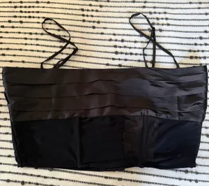 NAKED WARDROBE | Black Sheer Corset Satin Corset Bustier Top Large BNWT thumbnail 1