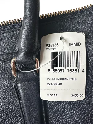 COACH Morgan Luxury Navy Pebbled Leather Satchel Shoulder Bag #F35185 thumbnail 5