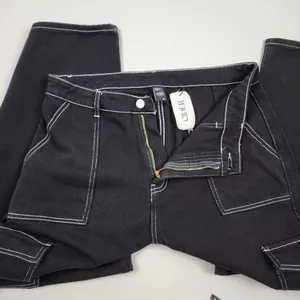 Cider Happy Hour Cargo Jeans Wide Leg Black Denim Contrast Stitch Size XL thumbnail 5