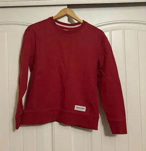 Life is Good Sweatshirt Womens Small Red 100% Cotton Long Sleeve Crew Neck Basic thumbnail 1