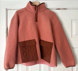Madewell‎ (Re)Sourced Quilted-Pocket Popover Rose Dust Fleece Jacket Small EUC thumbnail 1