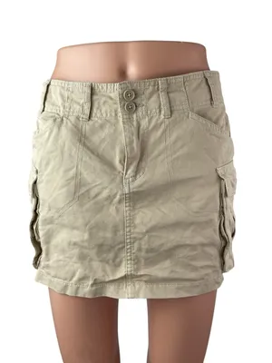 Brandy Melville Women's Khaki High Waisted Mini Straight Cargo Skort Skirt 2-4 thumbnail 1