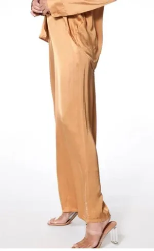 Young Fabulous and Broke Aiko Silky Satin Wide Leg High Waist Pant W1538 Sz S thumbnail 2