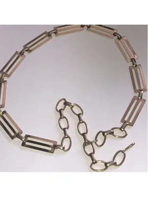 Gold Tone Vintage Rectangular Chain Link Boho Retro Belt thumbnail 2